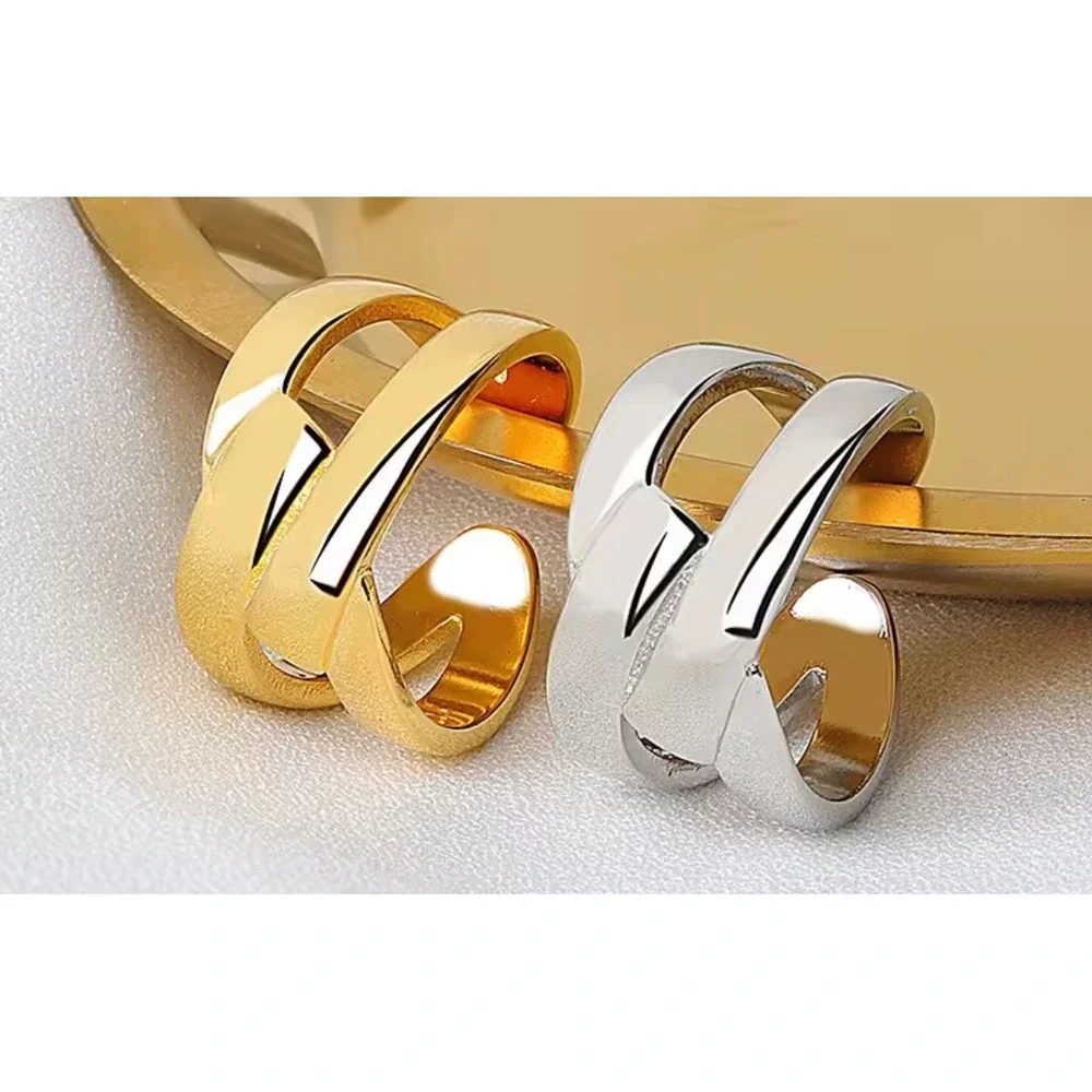 NEW 925 Sterling Silver‎ Criss Cross Adjustable Ring